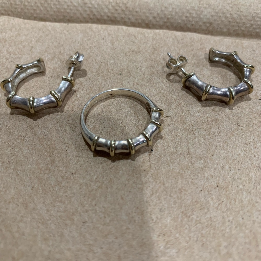✨💧sterling silver and gold ring and earrings